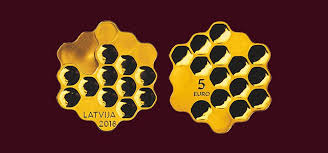 CATCH THE BUZZ – The New Latvian “Honey Coin” Featuring Honeycomb Cells is Struck in Silver and Plated With Gold.