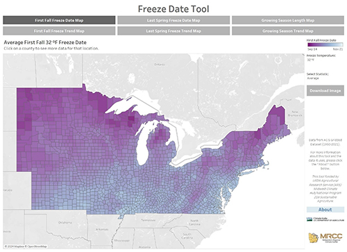 ARS Develops Freeze Date Tool for Localities